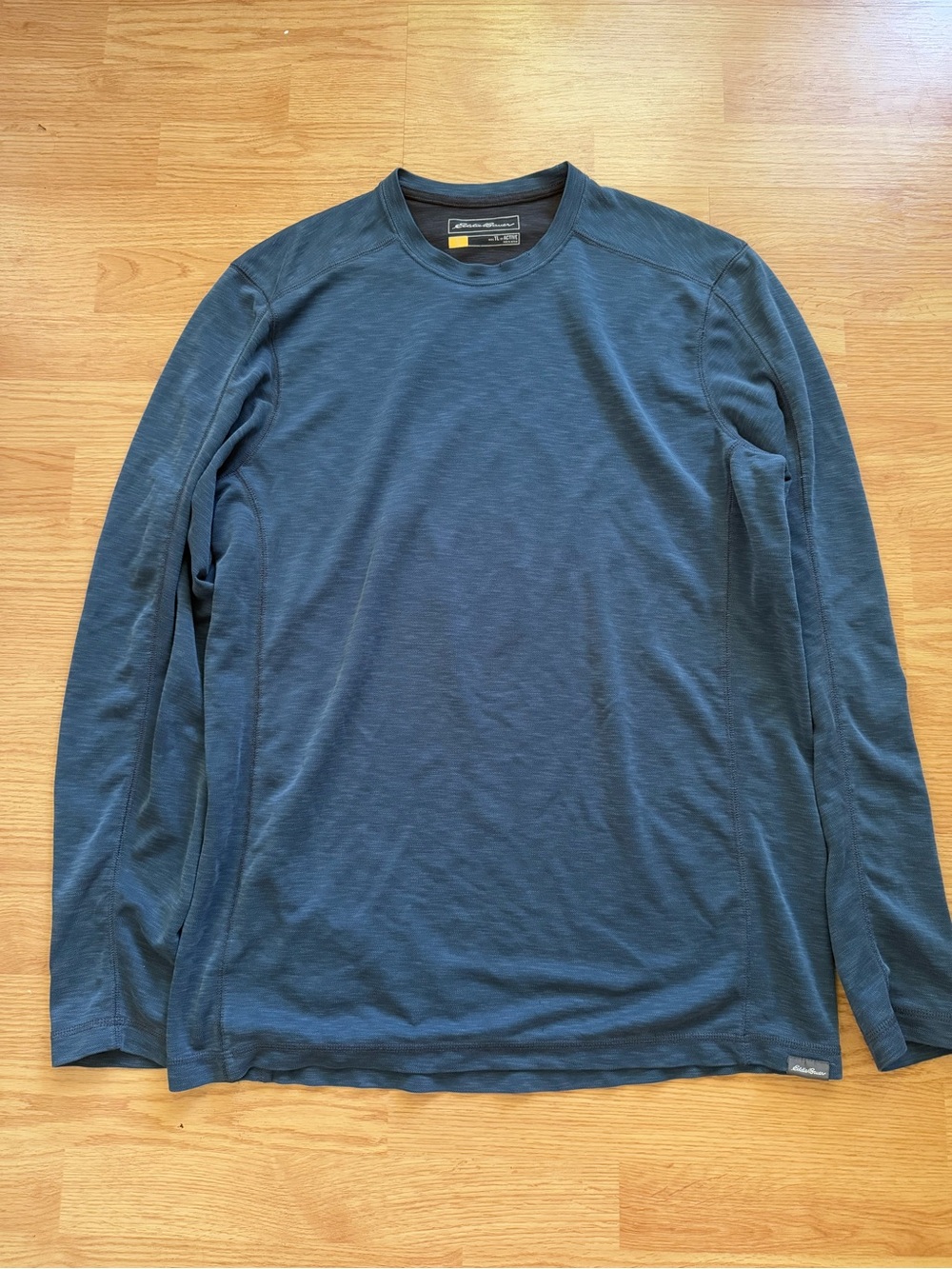 Eddie Bauer Men’s TL Active Long Sleeve Blue Tencel Blend Shirt